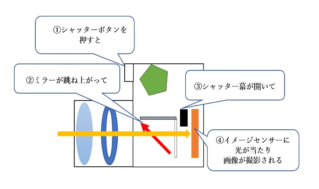 一眼レフ内部構造、撮影時の状態
